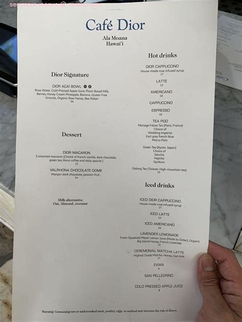 dior café|Dior cafe menu.